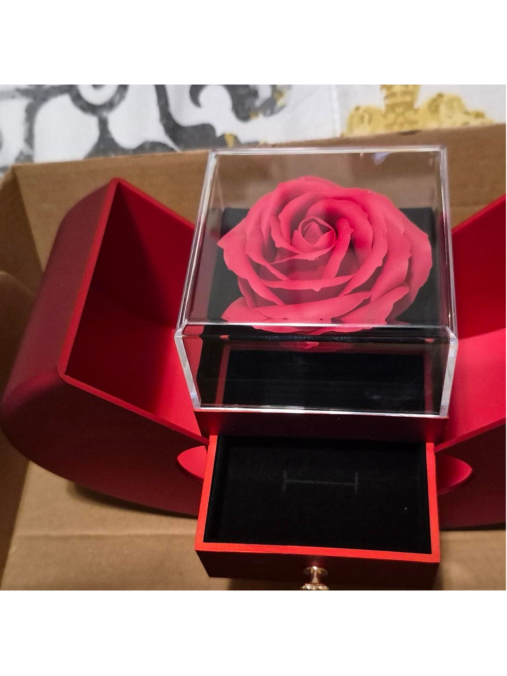 Red heart shaped box with a cutout #heart #gift